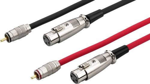 Monacor 0069060 Cinch / XLR Audio Verbindungskabel [1x Cinch-Stecker - 1x XLR-Buchse] 1.5m Rot/Schwarz