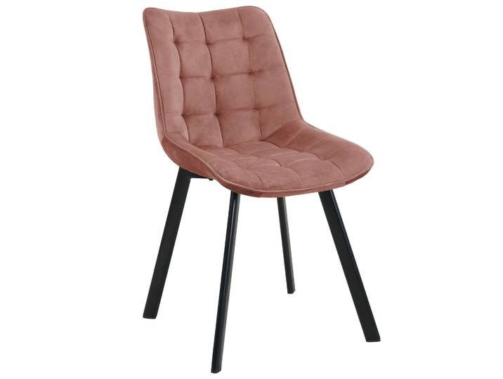 Stuhl – Moderner Samtstuhl mit eleganter Steppung – Rosa
