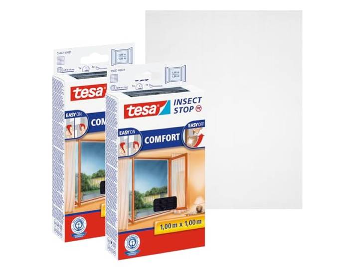 tesa INSECT STOP Klett Fliegengitter Premium - 2x 100 cm x 100 cm Anthrazit