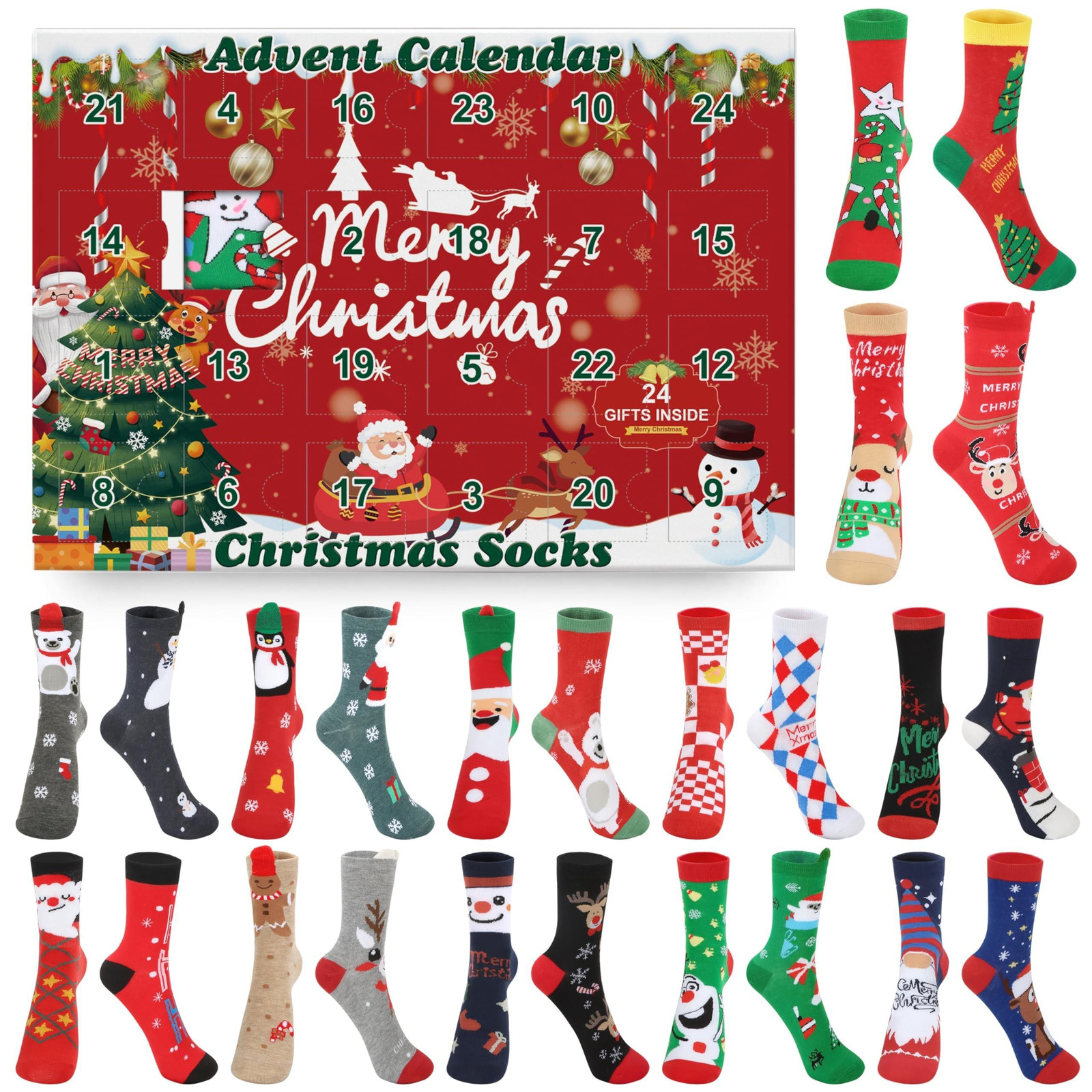 Adventskalender met kerstsokken voor volwassenen