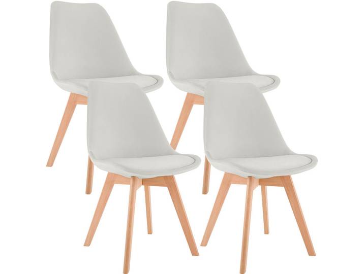 CLP Stuhl 4er Set Samt hellgrau, Hellgrau, Holz, 49x83x50 cm, Esszimmer, Stühle