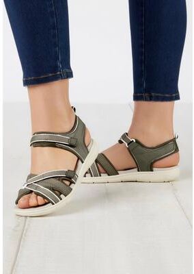 Women's The Annora Nubuck-Like Adjustable Water Friendly Sandal by Comfortview in Dark Olive (Size 8 M)