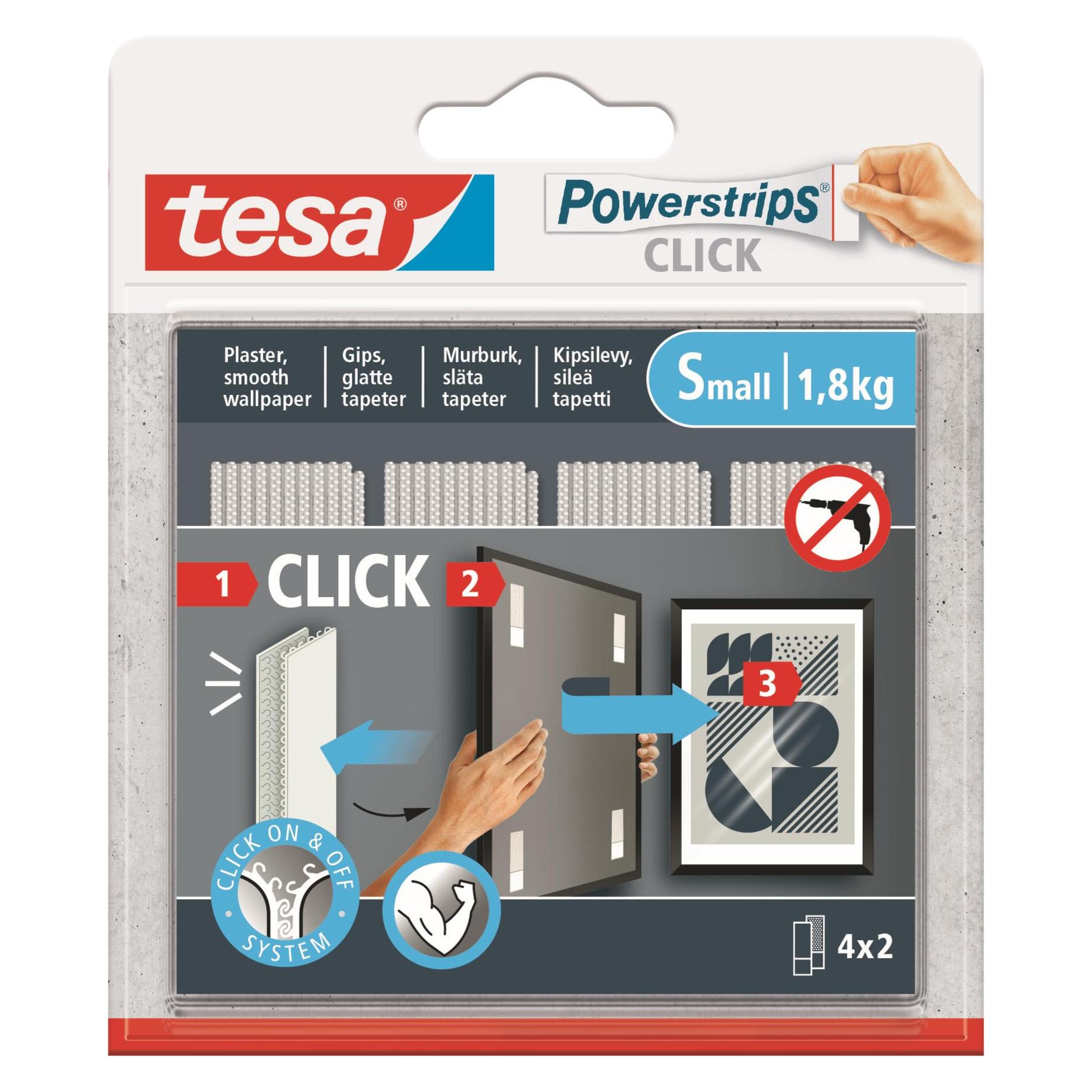 tesa Powerstrips CLICK SMALL, 1.8kg, selbstkl. Klettband 4x2 (20 mm, 1.80 kg) (77720-00000-00)