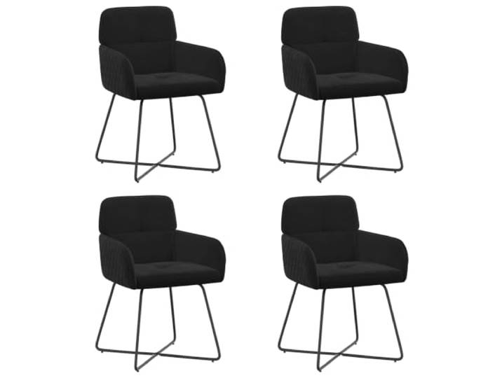 Tmriohed Esszimmerstühle 4er Set Samt Schwarz Armlehnenstuhl Metall Ergonomisches 4er Set Küchenstühle mit weichem Samtbezug, stabilem Metallgestell und Armlehnen für das Esszimmer.