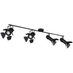 Deckenleuchte Deckenstrahler Esszimmerleuchte Spotleuchte Deckenlampen mit verstellbaren Filmspots, Metall schwarz, 4x GU10 Fassung, LED 4,5W 400Lm 3000K warmweiß, L 125 cm