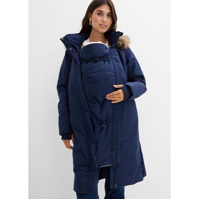 Umstandsmantel BONPRIX, Damen, Gr. 36, blau (dunkelblau, beige), Obermaterial: 100% Polyester. Futter: 100% Polyester. Wattierung: 100% Polyester, lässig geschnitten, Mäntel, mit Trageeinsatz für das Baby, regen- und windabweisend