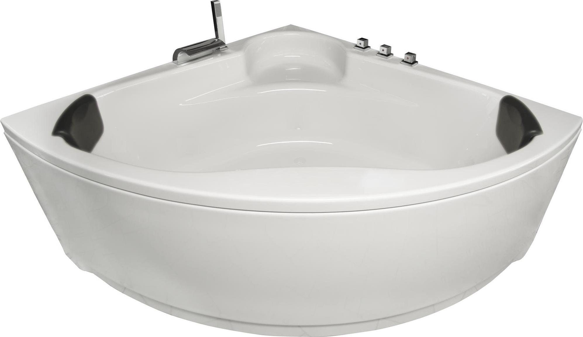 Basera Eck-Badewanne Futuna 140 x 140 cm mit Wasserfall, LED-Ambiente und Kopfstützen