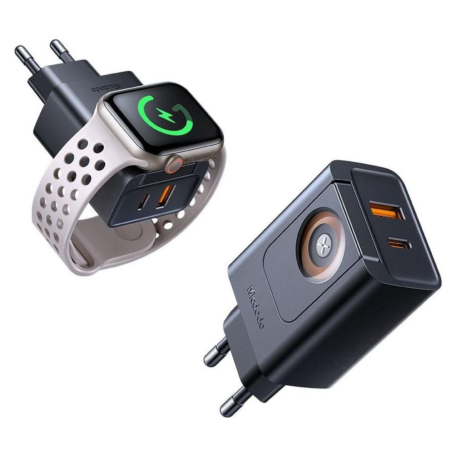 Mcdodo CH-3700 30W 2-in-1 USB-C+A Charger, black (30 W, 3 Ports) (CH-3700)