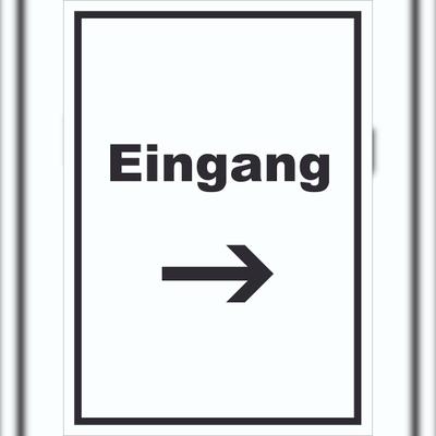 HB-Druck Eingang Schild mit Text und Richtungspfeil rechts Zugang Eintritt hochkant A6 (105x148mm)