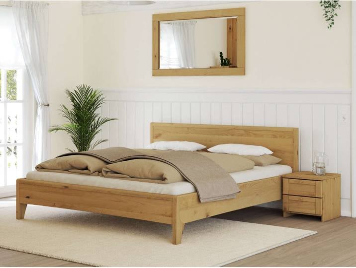 Wildeichenbett Hell „Katja“ 200 x 200 cm Massivholz Wildeiche Hell