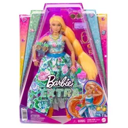 Barbie Extra Fancy Puppe im blauen Kleid mit Blumenmuster