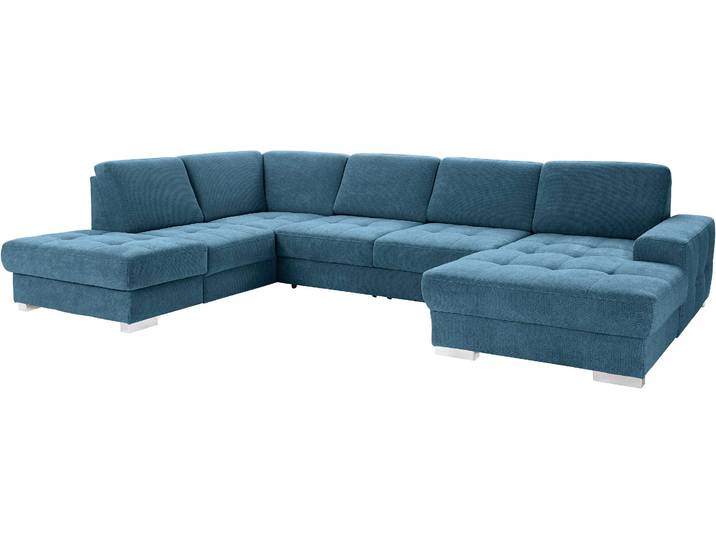 Wohnlandschaft, 340x224 cm, Luxus-Microfaser, Blau, Sitztiefenverstellung, Modern, SIT & MORE