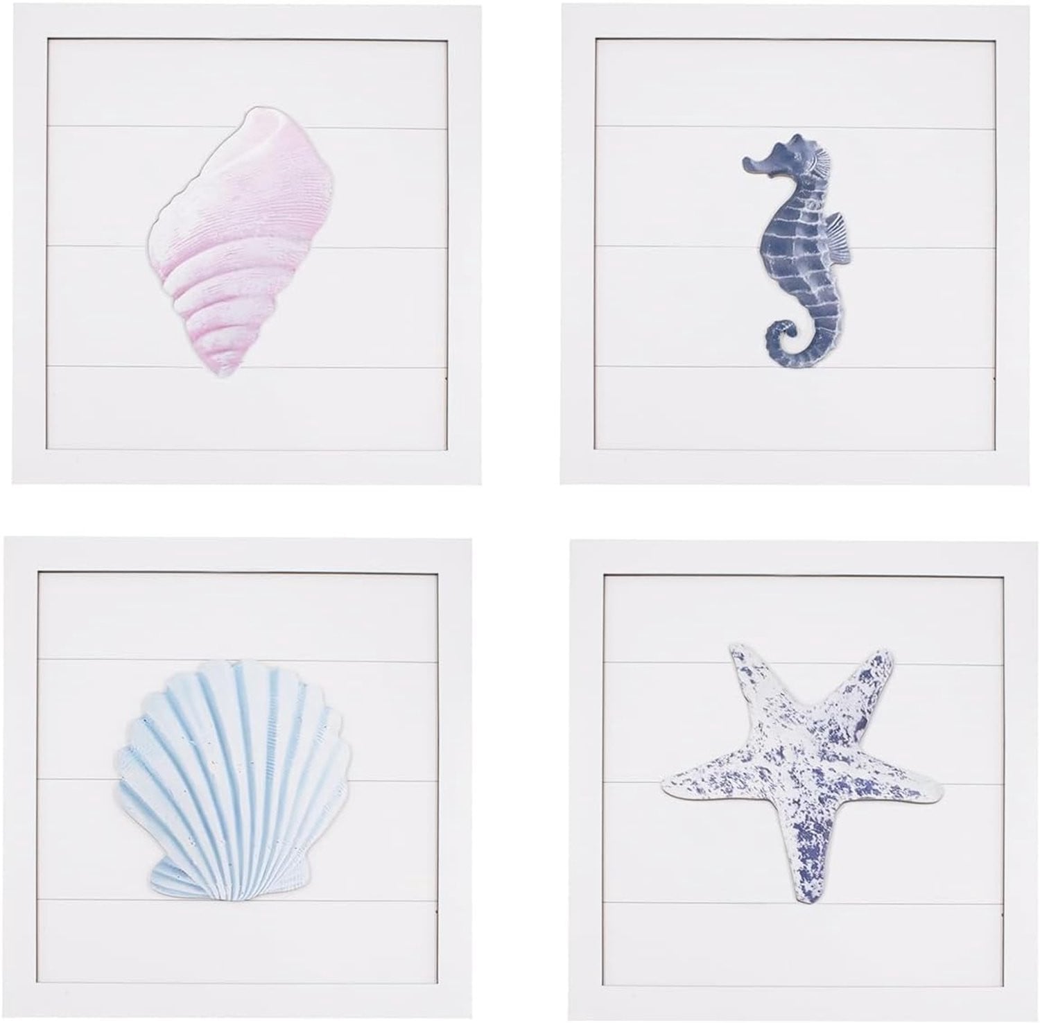 4-delige houten wanddecoratieset met oceaanmotief en strandinspiratie