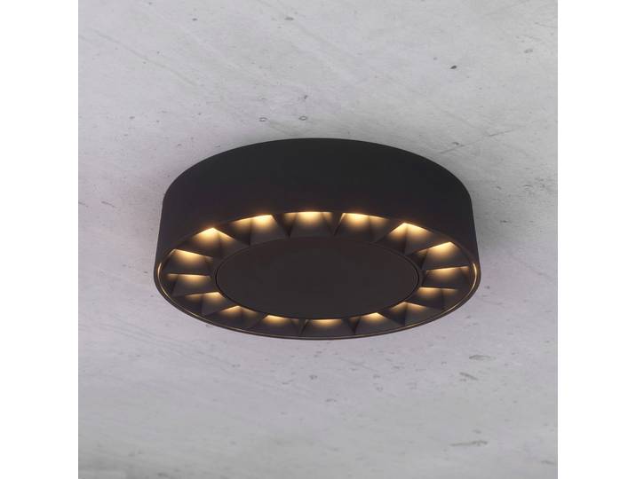 Kelissa LED Round Plafonnier d'Extérieur IP65 Black - Lucande - Salle de bains - Moderne - Métal - Rond