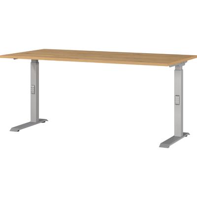 Schreibtisch GERMANIA "Downey", silber (grandson, eiche, nachbildung, silber, silber, grandson, eiche, nachbildung), B:160cm H:91cm T:80cm, Tische, Schreibtisch, höhenverstellbar von 68-91 cm, verfügbar in verschiedenen Breiten