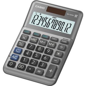 Casio Taschenrechner MS 120 FM, mit MwSt-Berechnung, 12-stelliges LC-Display, Solar- & Batteriebetrieb