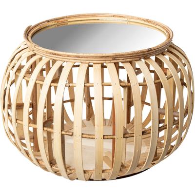 Beistelltisch CREATIV HOME "Beistelltisch mit Spiegelplatte", beige (natur), B:54cm H:54cm T:35cm, 80% Bambus, 20% Glas, Tische, Beistelltisch