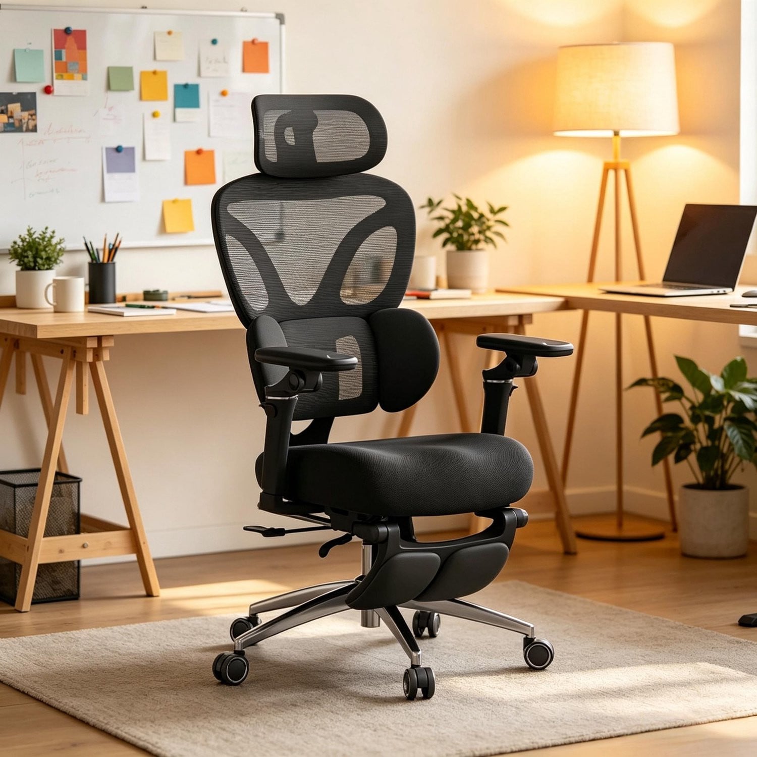 Clruro Ergonomische Bureaustoel met 3D Lendensteun en Mesh - Zwart