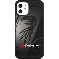 Nivocase Handyhülle für Apple iPhone 12 Hülle NIVOpure Case Schwarz Metallic Look Offizielles Lizenzprodukt (Apple iPhone 12), Smartphone Hülle, Schwarz, Silber