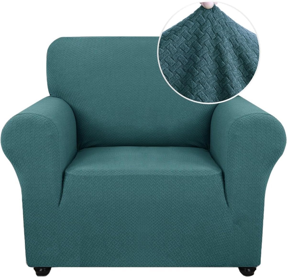 SnelShoppen Stretch Sofa Cover 1 Zits - Elastische Bankhoes met Geometrisch Design - Turquoise/Zwart
