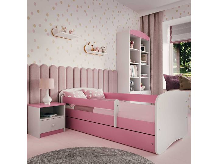 Kinderbett Basic 80 x 160cm mit Lattenrost Pink/Pink