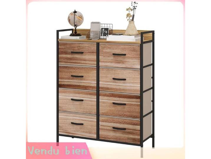LIA Commode 8 tiroirs tissu acier 79x29x101cm