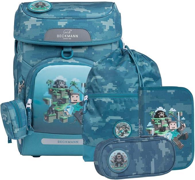 Schulranzen Plus Air Schoolbag 7 teilig Jungle Game petrol