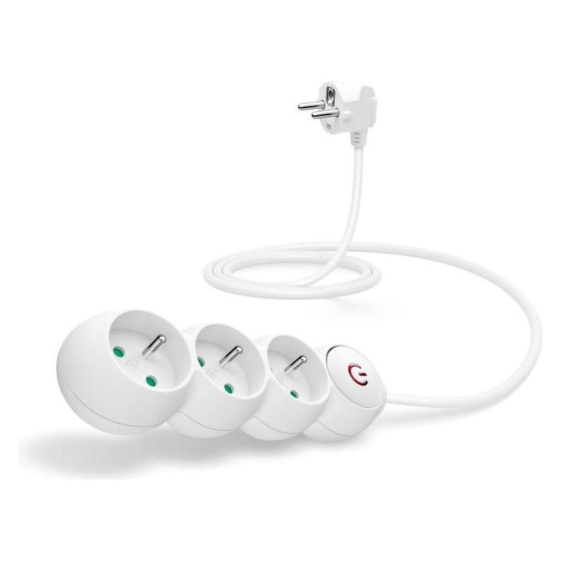 Connect IT CES-1014-BK Verlängerungskabel 230V weiss / 1,5m / 3 Steckdosen / Schalter (1.50 m, CEE 7/3) (CES-1014-WH)