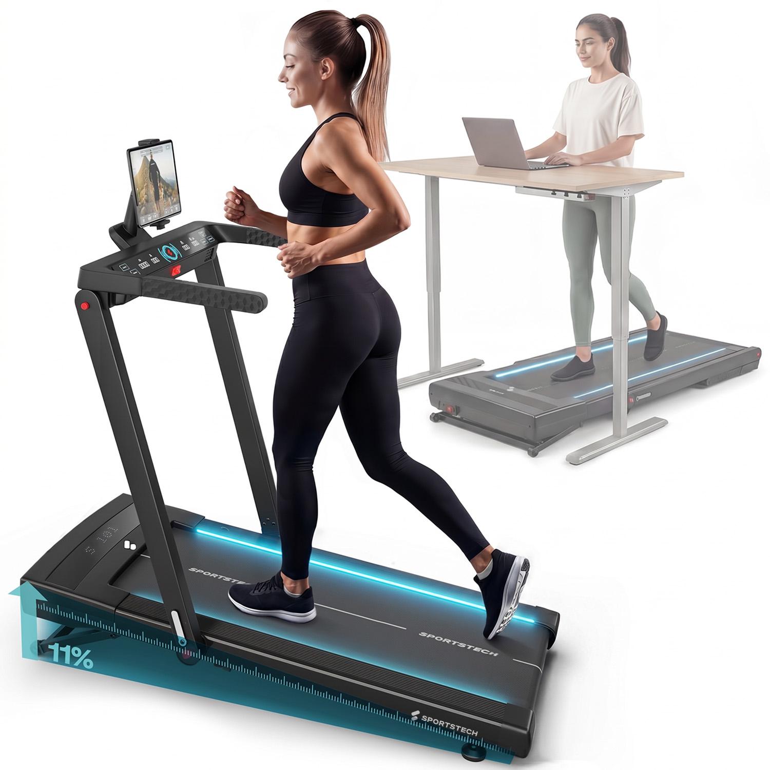 Sportstech sTread_Fold_Pro - Klappbares Laufband mit App & 11 % Steigung