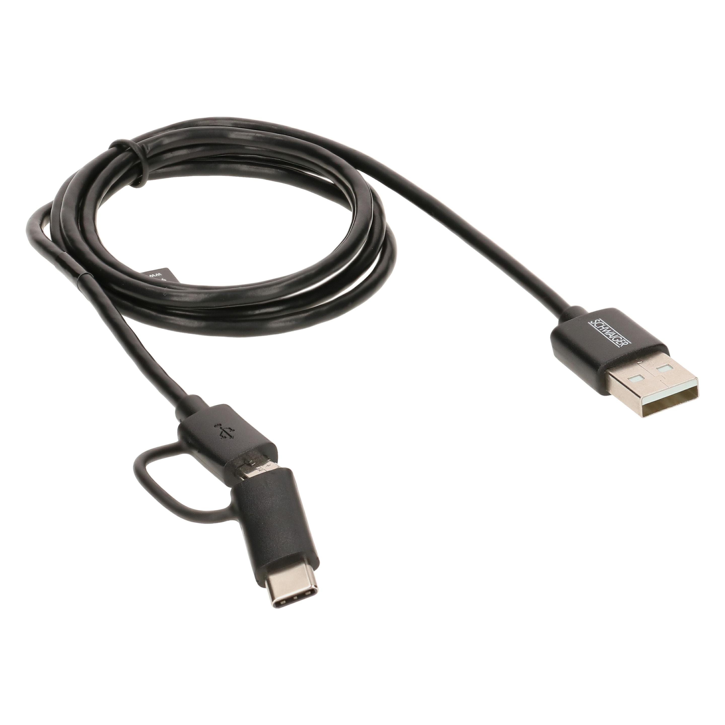 Schwaiger USB A - USB Micro B, USB C, USB 2.0 (1 m, USB 2.0) (CK3112533)