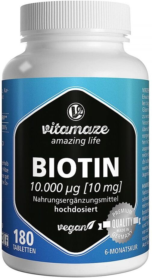 Vitamaze Biotin 10 mg hochdosiert vegan Tabletten 180stk