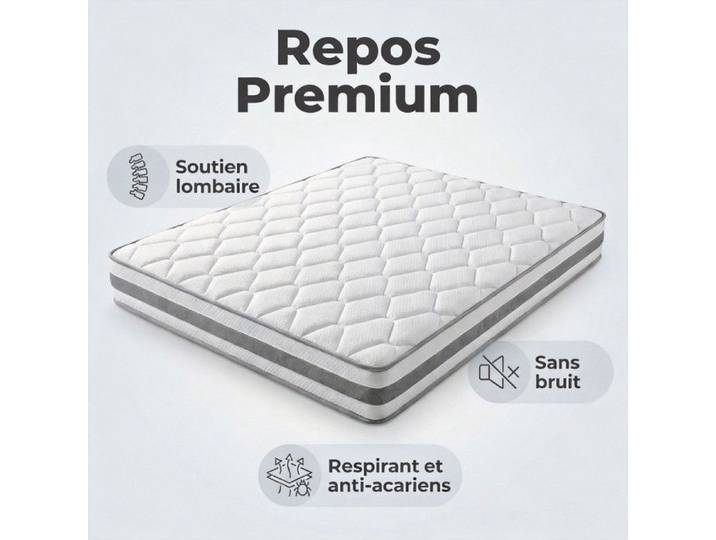 Matelas mousse double couche haut confort 140x200 cm - Certifié Oeko-Tex - Hypoallergénique - Style chic hôtel