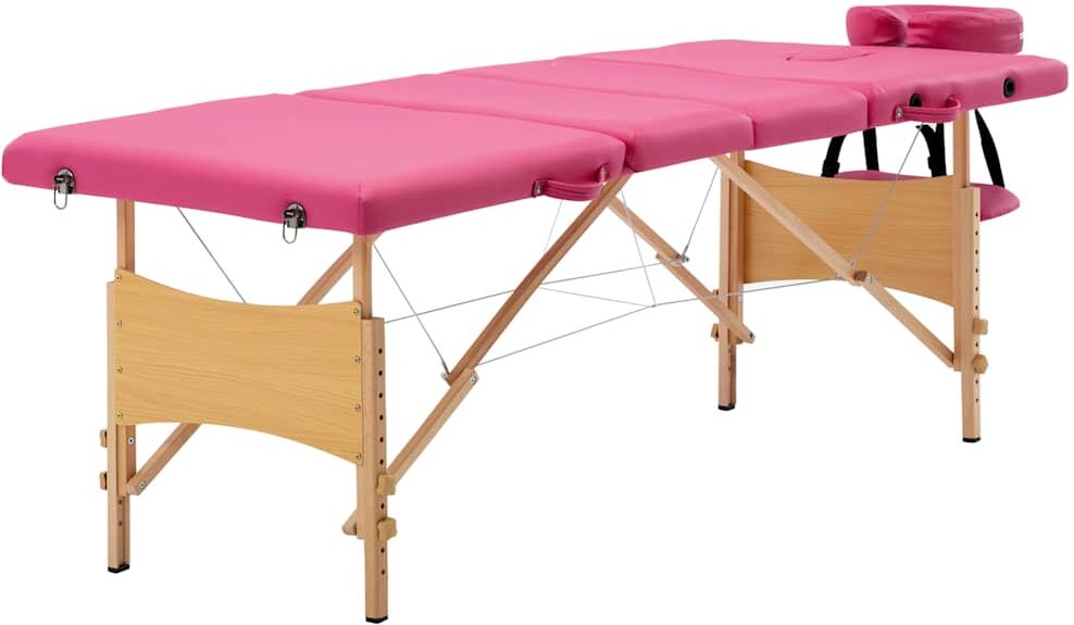 vidaXL Table de massage pliable 4 zones Bois Rose