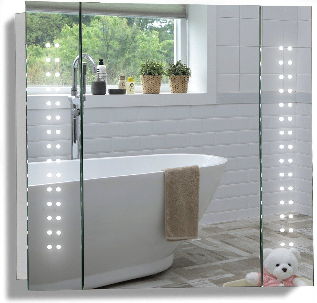 Metro Segrest 650mm W 600mm H Surface Frameless Medicine Cabinet Mirror 2 Adjustable Silver 600mm H