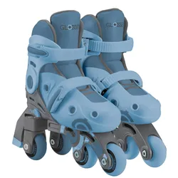 GLOBBER LEARNING SKATES 2in1 – Inline- und Quad-Skates Kinder, verstellbar Gr.26-29, ABEC 9, Rollengröße 48x24 mm, blau