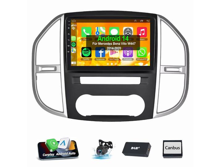ESSGOO 10 ZOLL IPS Für Mercedes Benz W447 2013 2014-2020 Autoradio Navigationsgerät (Apple Carplay Android Auto GPS Navi WIFI BT SWC EQ)