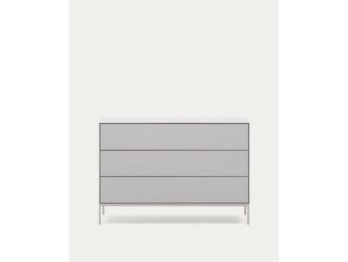 Natur24 Kommode Kommode Vedrana 110 x 75 x 40 cm MDF, Stahl Weiß lackiert Schrank Neu