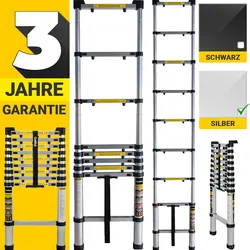 Craftfull Teleskopleiter CF-101A, Ausziehleiter aus Aluminium, Finger-Protection, viele Größen (2.9 Meter)