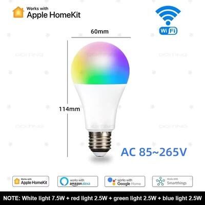 Uplifted Finds Homekit WiFi E27 Smart Dimmable Bulb RGBCW Voice Control For Alexa Siri Google Home 15w Homekit