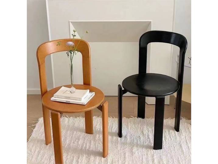 Chaise de salle à manger rétro française, design maître, dossier élégant, chaise de salon minimaliste, chaise vintage en bois massif, mobilier