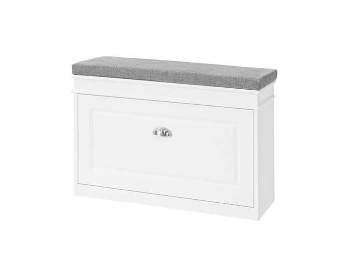Meuble Chaussure Banc d'Entrée SoBuy avec Rangement à Abattant et Coussin 75x24x51 cm Capacité 150kg Blanc