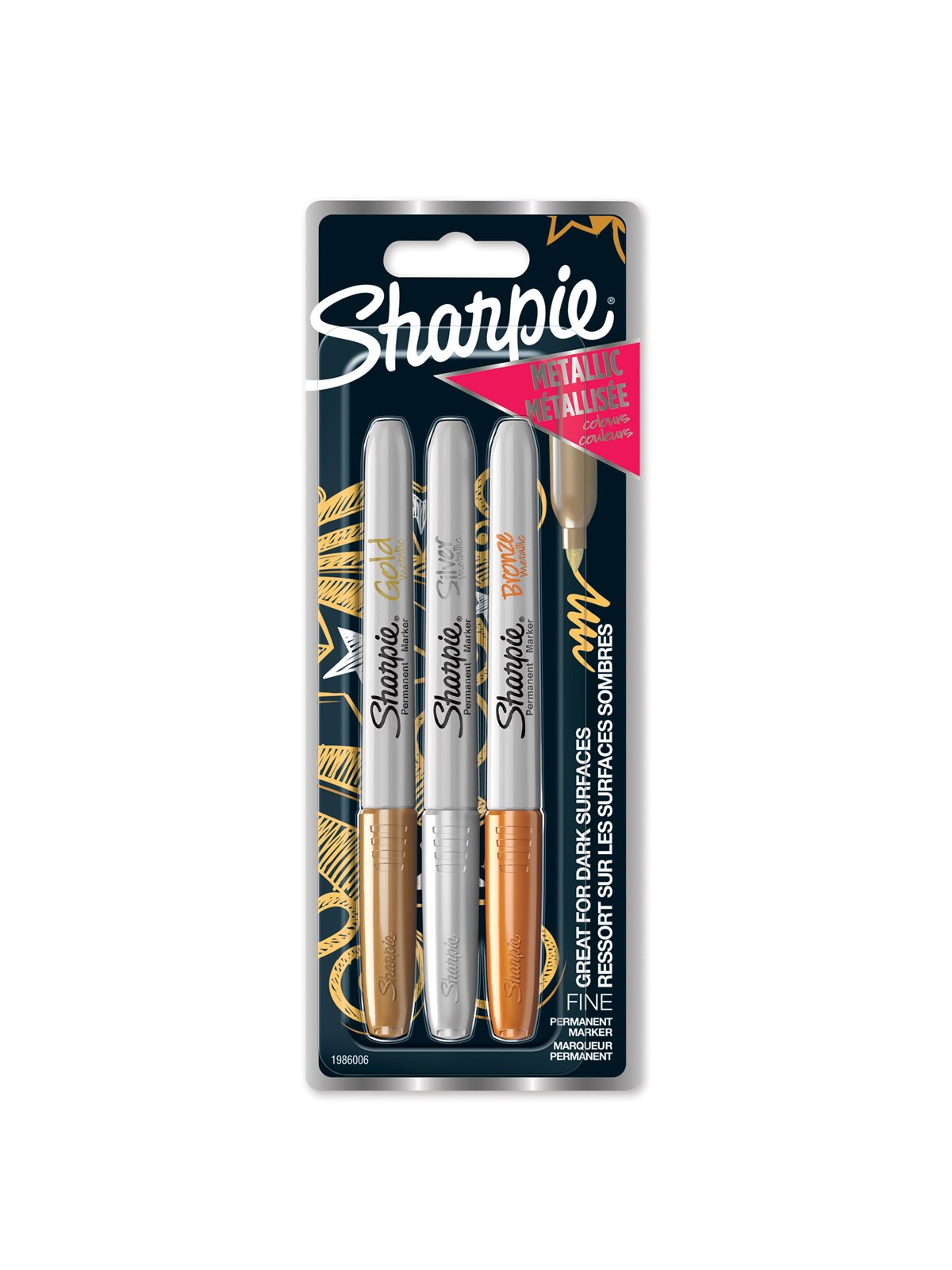Sharpie Metallic-Permanentmarker | Gold | Silber & Bronze (neu) | 3 Stück