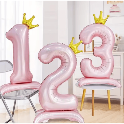 Elegant 40 Inch Number Balloons Princess Birthday Balloons With Pink Crown Balloons For Party Decoration 2