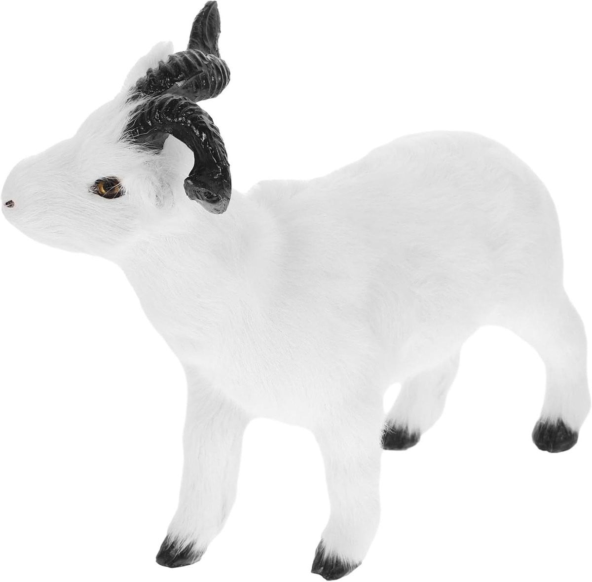 Wit Geitenbeeldje - Realistisch Miniatuur Decoratie - Lengte: 24 cm
