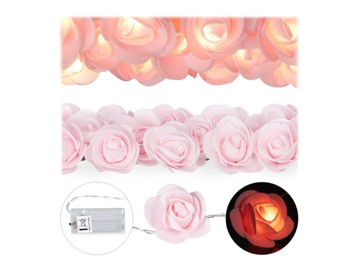 Relaxdays 2x Rosen Lichterkette rosa