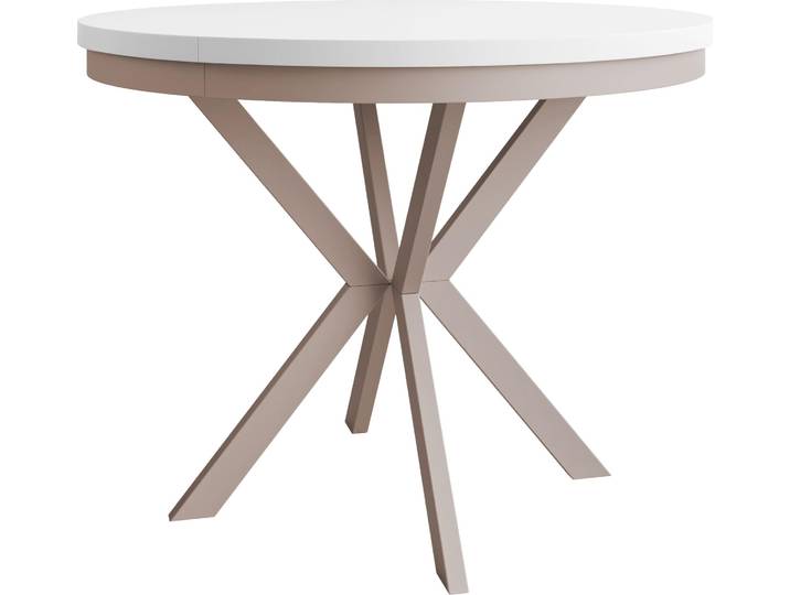 MIRJAN24 Tisch Edder 90, Esszimmer Tisch, Beine aus Stahl (Farbe: Cashmere / Arktisches Weiß)