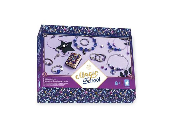 Janod - 8 sieraden om te maken – thema heksen en tovenaars – sieradenwerkplaatsen – 8 sieraden om te maken – creatieve vrijetijdsset voor kinderen – leren fijne motoriek en concentratie – vanaf 8 jaar