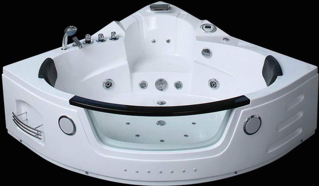 PureHaven Whirlpool 140x140 cm Wasserfall Heizung Lichttherapie Soundsystem Reinigungsprogramm Bluetooth-Soundsystem