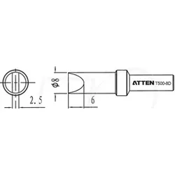 ATTEN T500-8D - Lötspitze, 8,0 mm, meißelförmig, gerade