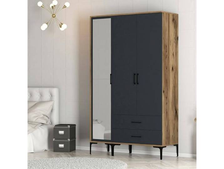 Dmora Kleiderschrank 3 Türen Shaula 120x47,5 cm Braun